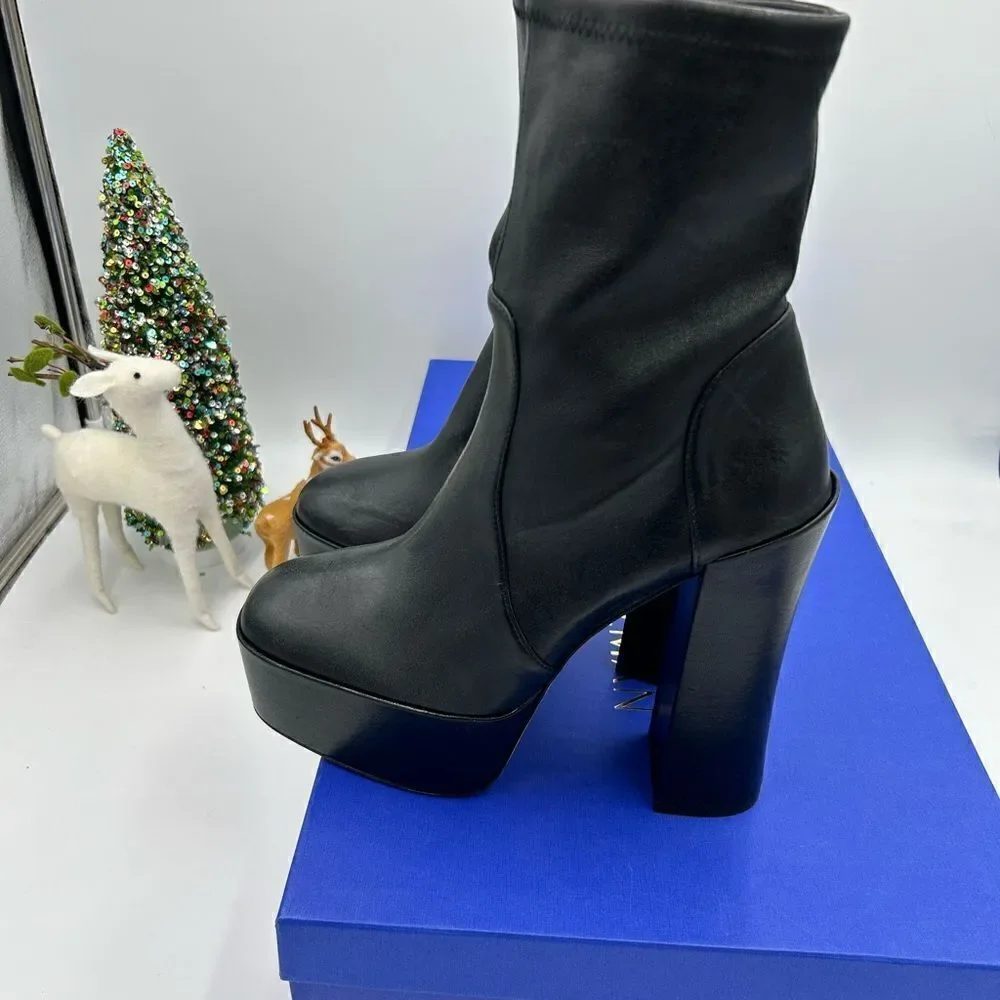 Women’s Stuart Weitzman stretch platform sky, high booties size 10 made Spain